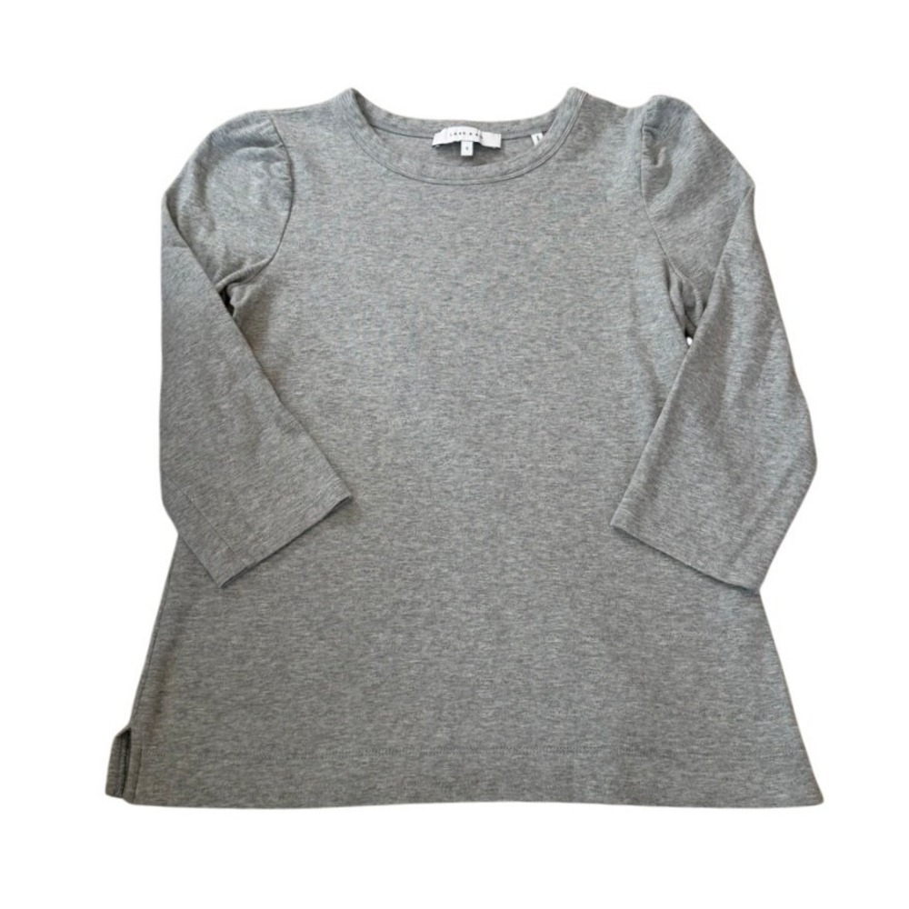 Lark & Ro Heather Grey Poof Shoulder‎ 3/4 Sleeve T-Shirt Women's Size Small